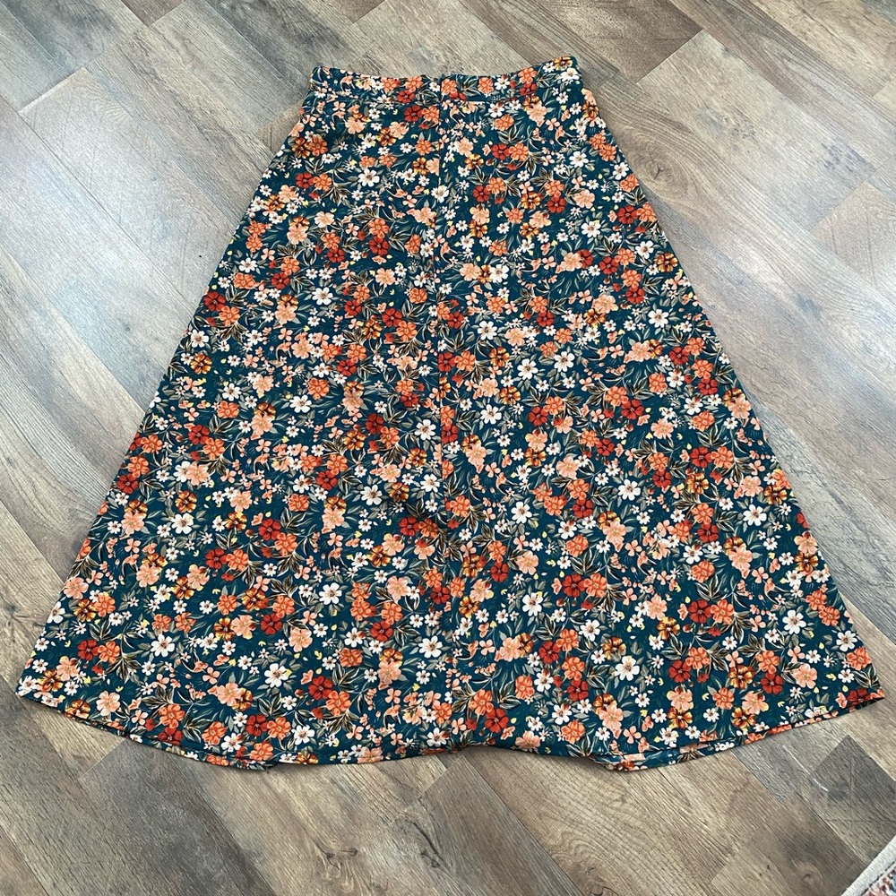 Floral A-Line Skirt - Multicolor